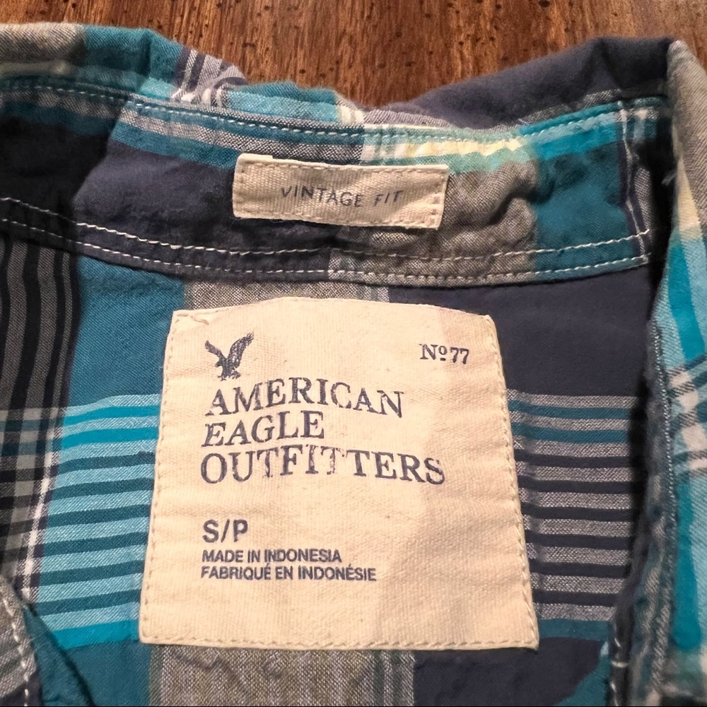 SOLD Lot of 2 American Eagle Outfitters Vintage Slim Plaid Button Down Shirts - Picture 7 of 16